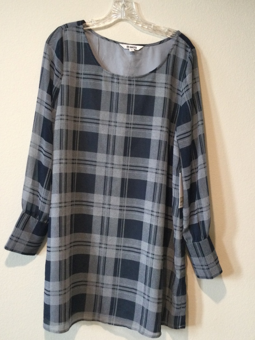 Plaid shift dress BB Dakota size Large NWT